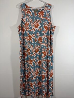 Naturals denim  and Co Sleeveless Floral Maxi Dress in Blue Bayou Floral